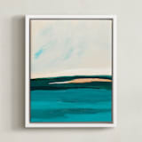 "Hawaiian Reef Abstract Painting" - Art Print in turquoise blue by Caryn Owen - Framed Canvas