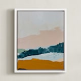 "Moving Mountains I" - Art Print in River Blue by Kayla King - Framed Canvas