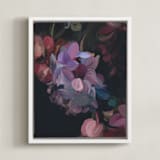 "Midnight Petals" - Art Print in Midnight Plum by Amy Hall - Framed Canvas