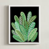 "Banana Leaf Bouquet II" - Art Print in Tropical Green by Madeline Trait - Framed Canvas
