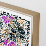 "Garden Dance" - Art Print in Purple Petals by Britt Mills - Frame Close-up