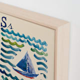 "S for Sailboat" - Art Print in Ocean Blue by Samantha Tang - Frame Close-up