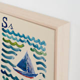 "S for Sailboat" - Art Print in Ocean Blue by Samantha Tang - Frame Close-up