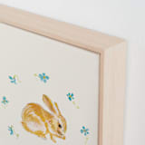 "Garden Bunnies 1" - Art Print in Velvet Beige by Hannah Beimborn - Frame Close-up
