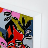 "Stained Glass and Ivy" - Art Print in Orange Fuchsia by Deborah Velasquez - Frame Close-up