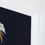 "Abstract Botanical Navy Shadows #1" - Art Print in dark navy blue by Caryn Owen - Frame Close-up