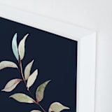 "Botanical Leaves in Blue I" - Art Print in navy blue by Nika Martinez - Frame Close-up