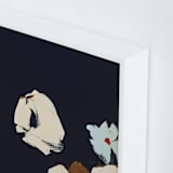 "Abstract Botanical Navy Shadows #2" - Art Print in dark navy blue by Caryn Owen - Frame Close-up