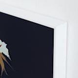 "Abstract Botanical Navy Shadows #1" - Art Print in dark navy blue by Caryn Owen - Frame Close-up
