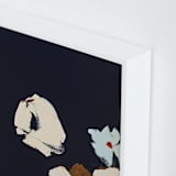 "Abstract Botanical Navy Shadows #2" - Art Print in dark navy blue by Caryn Owen - Frame Close-up