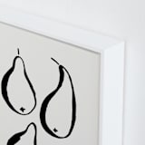 "Still-life with four pears" - Art Print in Black and Off-white by Sonya Percival - Frame Close-up