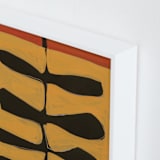 "Leaves and a Stem" - Art Print in orange by Deborah Velasquez - Frame Close-up