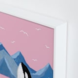 "pink sea and orca" - Art Print in bublegum by Cass Loh - Frame Close-up