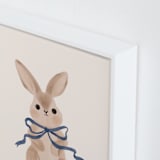 "Hare with Bow" - Art Print in Royal Blue by Vivian Yiwing - Frame Close-up