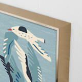 "Seagulls" - Art Print in Neutral Blue Green by Roochita Chachra - Frame Close-up