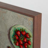 "Strawberries on a Plate" - Art Print in Crimson by Wendy Keller - Frame Close-up