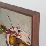 "Pears on a Plate" - Art Print in Mustard Olive by Wendy Keller - Frame Close-up