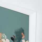 "Cool Tone Abstract Botanical I" - Art Print in Smokey Turquoise by Caryn Owen - Frame Close-up