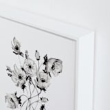"Greyscale Poppies" - Art Print in greyscale by Shannon Kirsten - Frame Close-up