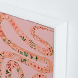 "Folk Floral Snake" - Art Print in Coral by Juliana Moreira-Callahan - Frame Close-up