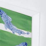 "Swimming Carp" - Art Print in Green Grass  by Emily Bremner Forbes - Frame Close-up