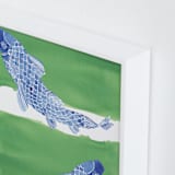 "Swimming Carp" - Art Print in Green Grass by Emily Bremner Forbes - Frame Close-up