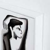"Contemplation" - Art Print in Midnight by Mansi Verma - Frame Close-up