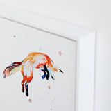"Fox Jump" - Art Print in white by Isobel James - Frame Close-up