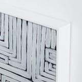 "GPS White Stripes and Black Lines" - Art Print in Black and White by Lauren Rutley - Frame Close-up