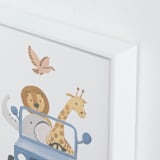 "Safari Friends 4" - Art Print in Blue by Teju Reval - Frame Close-up