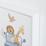 "Safari Friends 4" - Art Print in Blue by Teju Reval - Frame Close-up