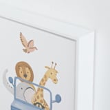 "Safari Friends 4" - Art Print in Blue by Teju Reval - Frame Close-up