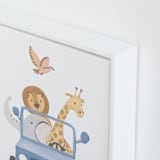 "Safari Friends 4" - Art Print in Blue by Teju Reval - Frame Close-up