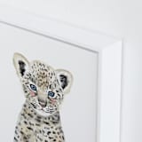 "Baby Animal Leopard" - Art Print in Hazel Wood by Cass Loh - Frame Close-up