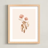 "Bear with Flowers" - Art Print in Tan by Vivian Yiwing - Framed