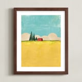 "Playing Field" - Art Print in straw by sue prue - Framed