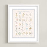 "Disney Winnie The Pooh Alphabet" - Art Print in Baby Blue by Sabrin Deirani - Framed