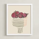 "Bowl of figs" - Art Print in ripen figs burgundy by Bethania Lima - Framed