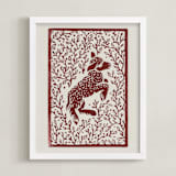 "Lamb Linocut" - Art Print in Rust by Ash Weaver - Framed