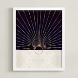 "The Golden Moon Rise" - Art Print in Mysterious Purple by Faiza Khan - Framed