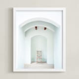 "Seated in Greece" - Art Print in Hint of Blue by Kaitie Bryant - Framed