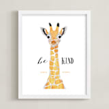 "baby animal.giraffe" - Personalized Art Print in tangerine by Cass Loh - Framed