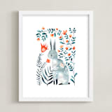 "Meadow Bunny" - Art Print in Ocean blue by Surface Love - Framed