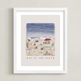"Day at the Beach" - Art Print in Sand by Britt Mills - Framed