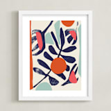"Garden Remixed and Reimagined" - Art Print in Midnight Blue by Deborah Velasquez - Framed