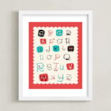 "Alphabet Friends" - Art Print in Red by ERAY - Framed