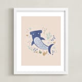 "Sharky cute" - Art Print in Blush by Tati Abaurre - Framed