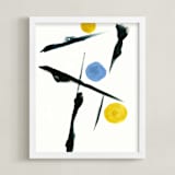 "Expressive Calligraphy 1" - Art Print in buttery yellow by Amelia Gluba - Framed