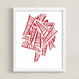 "Many Ladders" - Art Print in Red by Lisa Travis - Framed