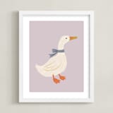 "Duck With Ribbon" - Art Print in Lilac by Cass Loh - Framed